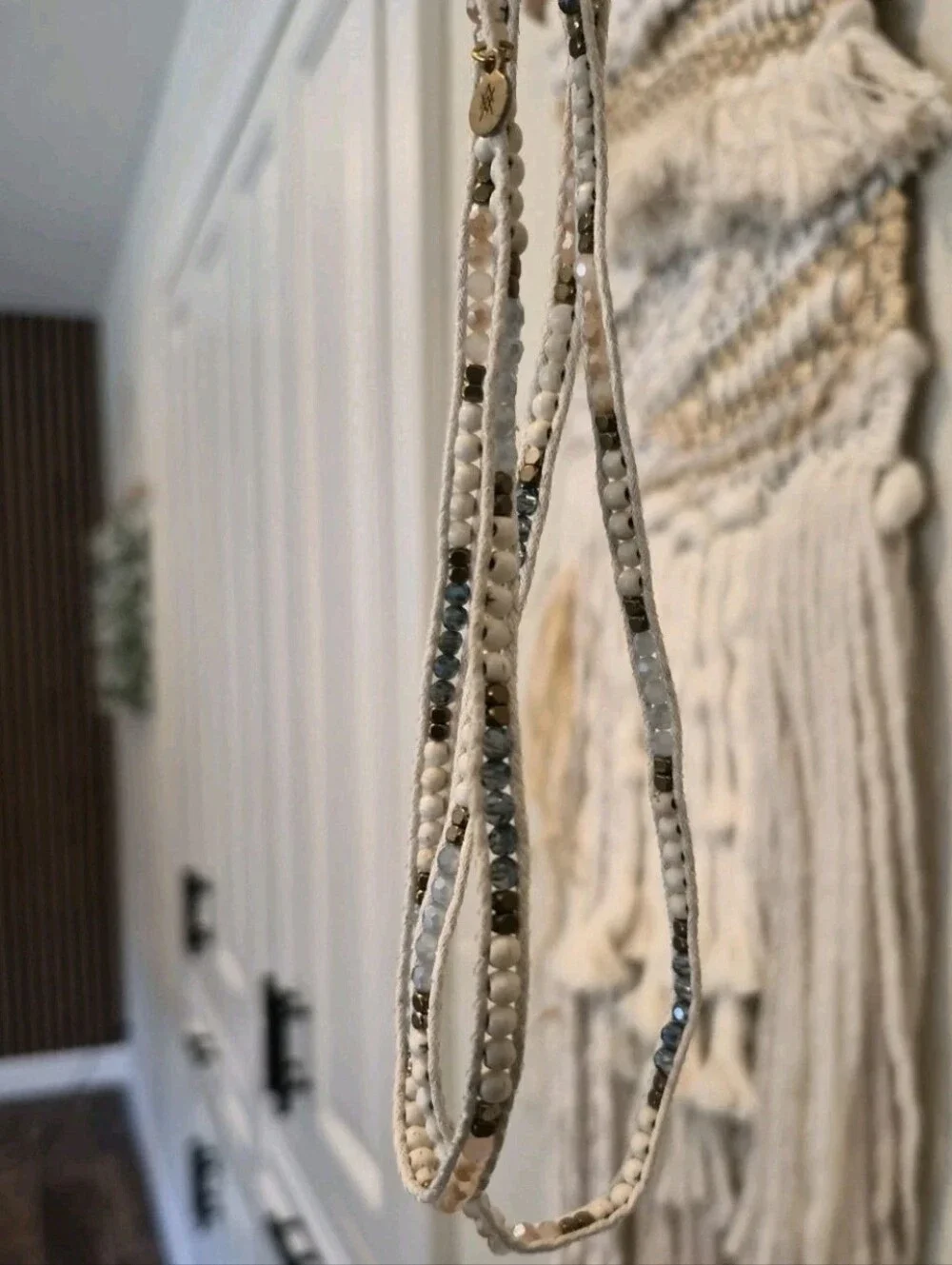 Liv Thai Boho Blue, Cream, Gold, & Gray Hues Faceted Bead Wrap Bracelet